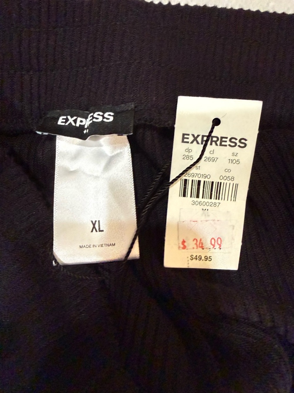 Express Black Ribbed Knit Drawstring Pants - Picture 5 of 6
